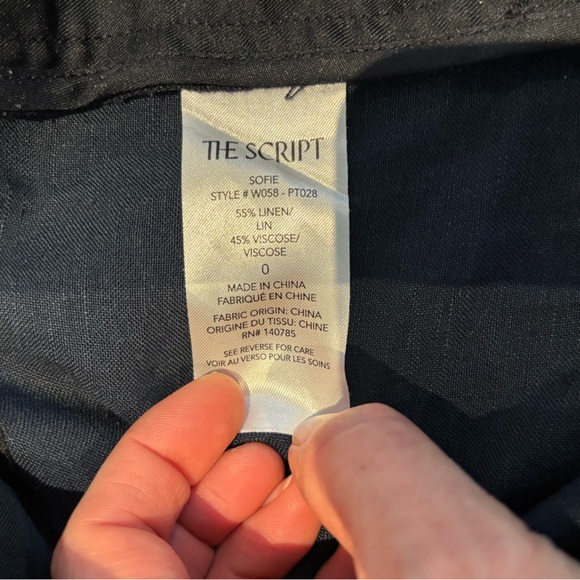 The Script navy wide leg linen pants - Picture 4 of 5